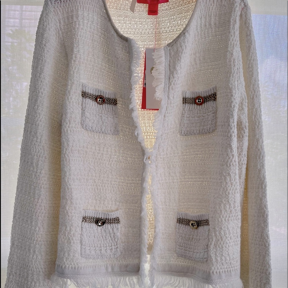 LILLY PULITZER BECKINGTON COCONUT CARDIGAN FRINGE